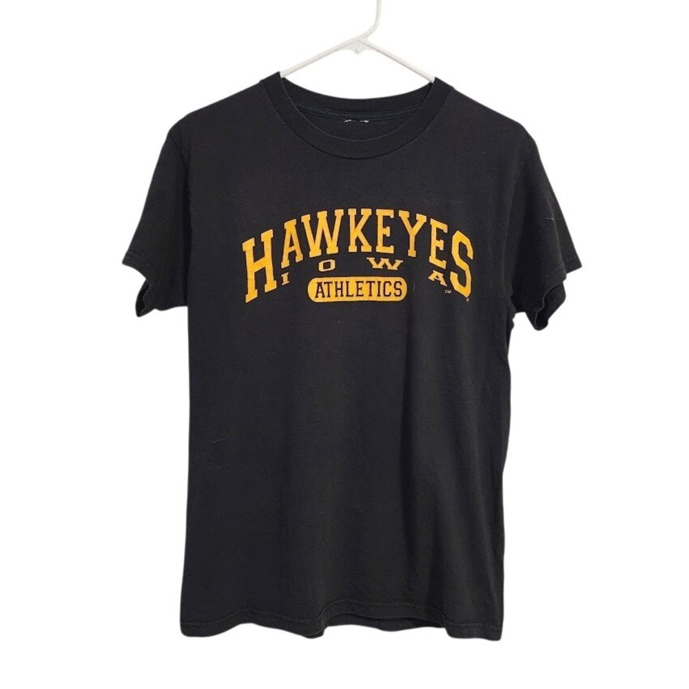 VINTAGE IOWA HAWKEYES Y2k graphic Athletics tee black gold